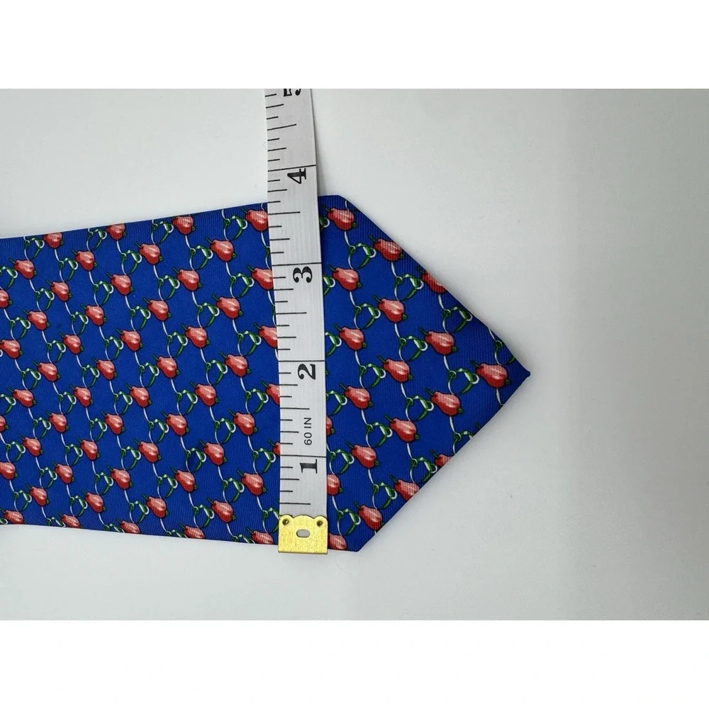 North Shore Rumson NJ Silk Tie Blue Red Fruit Pattern Necktie Classic Preppy